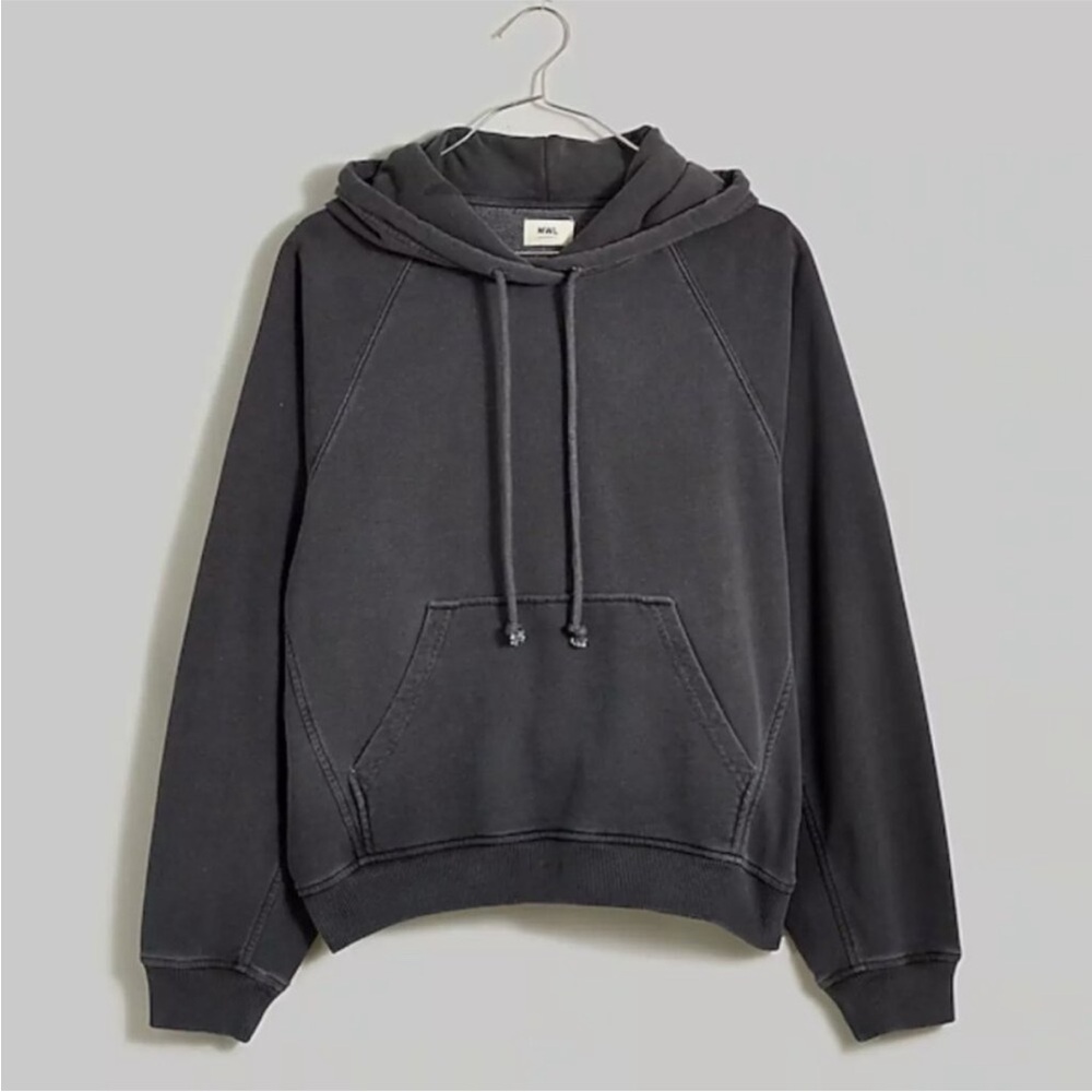 Madewell Black Coal Terry Relaxed Raglan-Sleeve
Hooded Sweatshirt Women’s Small